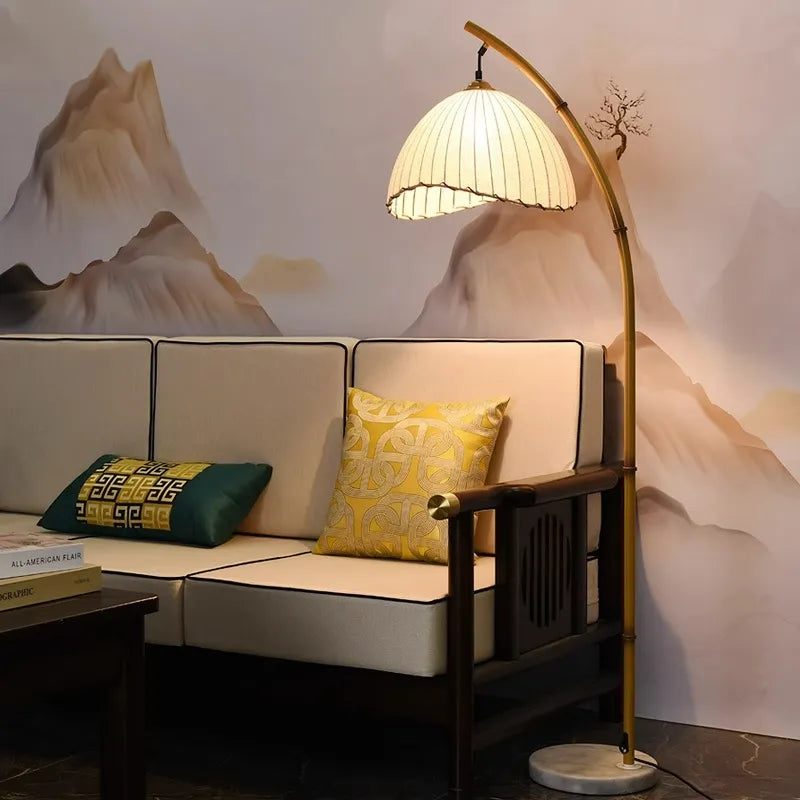Wabi Sabi LED Floor Lamp - Nordic Bamboo & Metal Design