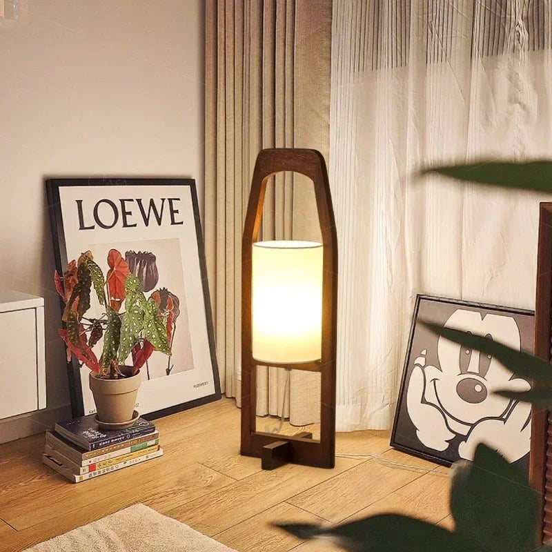 Wabi Sabi Japanese Wooden Floor Lamp for Zen Home Decor