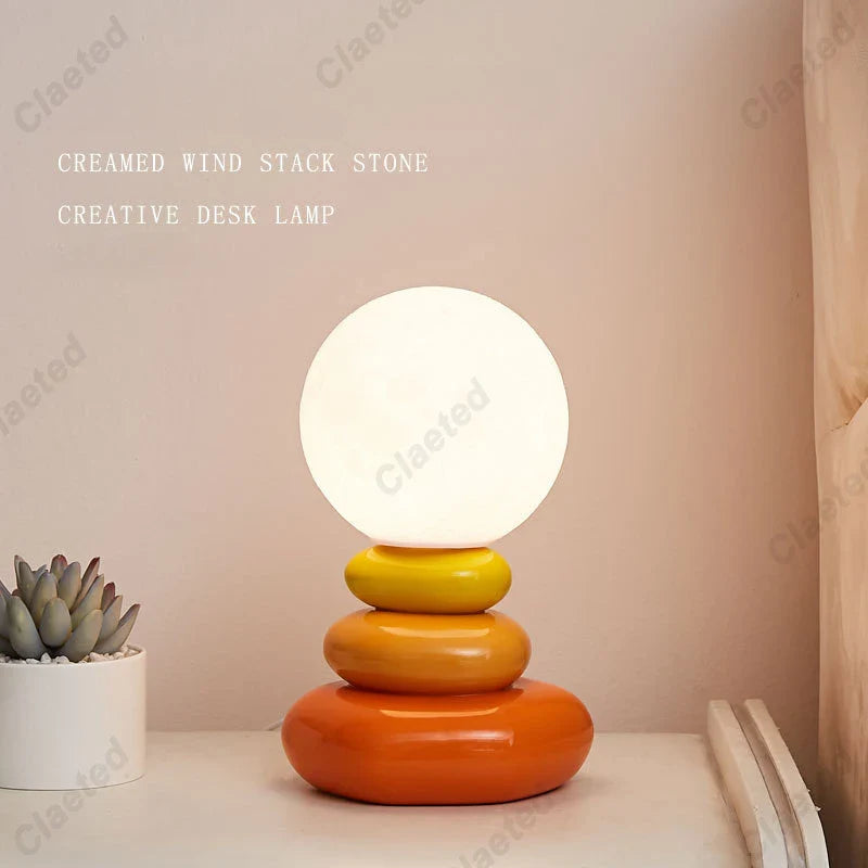 Creative Nordic Stack Stone Table Lamp for Cozy Ambiance