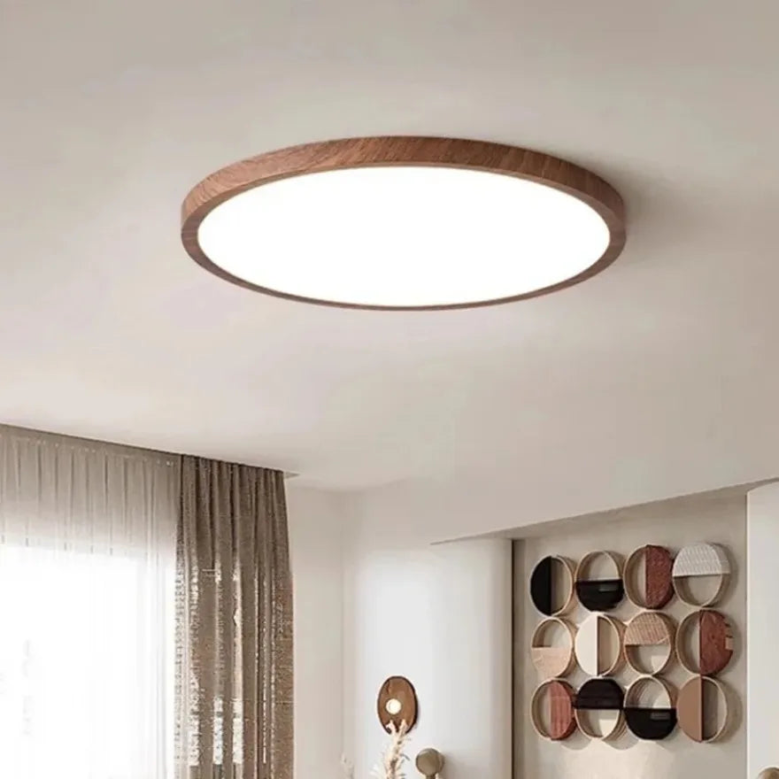 Modern Circular LED Wood Grain Ceiling Light