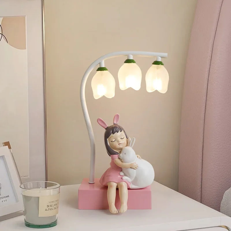 Cute Cartoon Rabbit Princess Desk Lamp for Kids