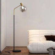 Gold and Black Metal and Glass Floor Lamp for Indoor Use