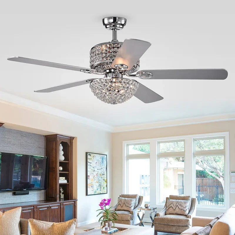 Crystal Ceiling Fan with Remote Control and Lights