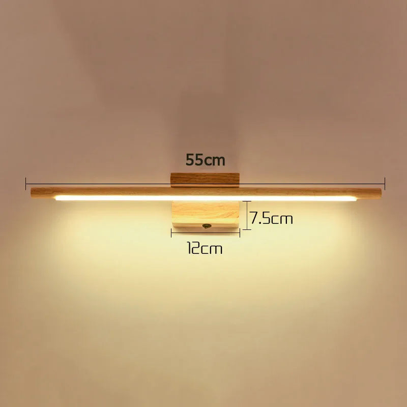 Nordic Solid Wood Wall Sconce for Bathroom Mirror