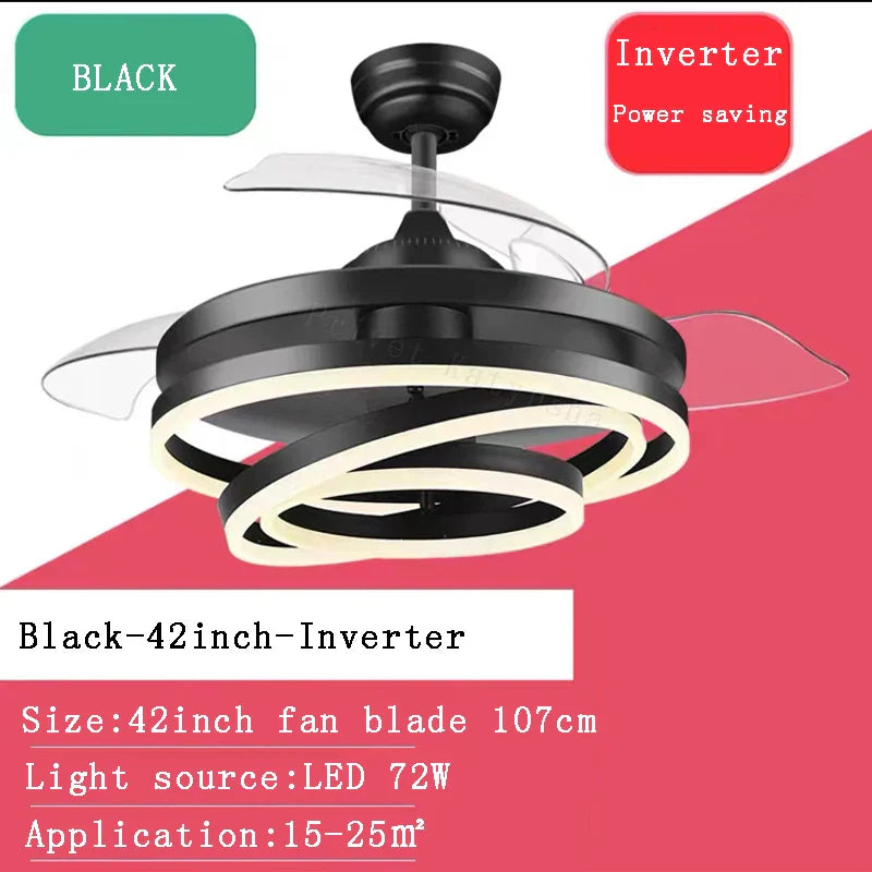 Modern Ceiling Fan with LED Lights and Rechargeable Remote