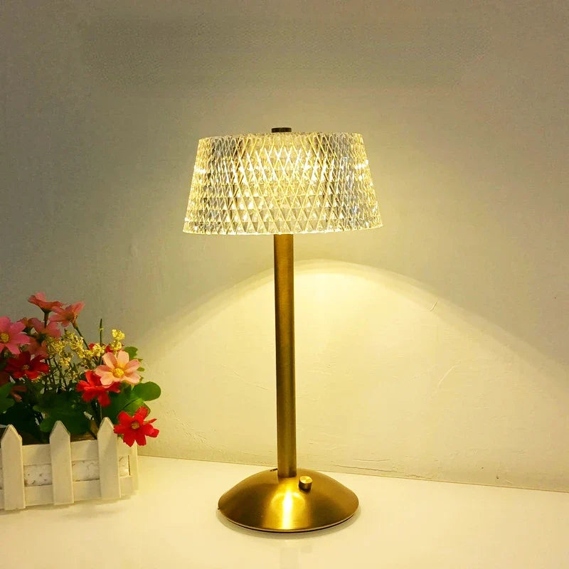 lampe de bureau cristal rétro led rechargeable protection des yeux