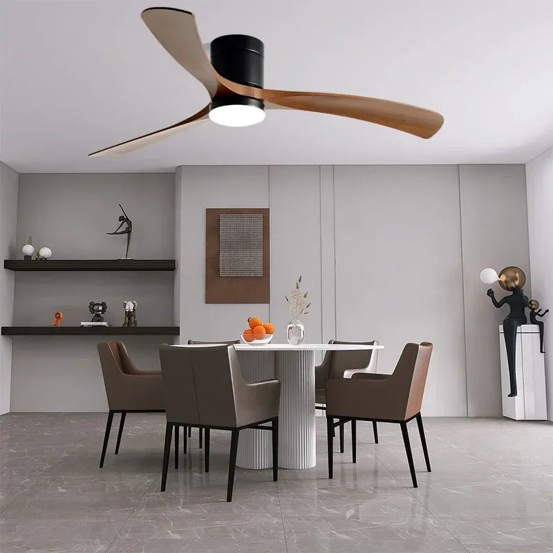 Modern Black ABS Ceiling Fan with LED Light and Remote Control