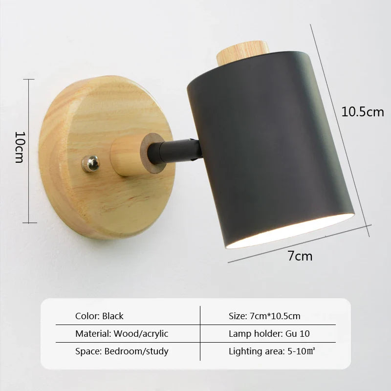 Nordic Wall Sconce Nightstand Lamp with Switch EU/UL Plug Gu10 Modern Bedroom Decor