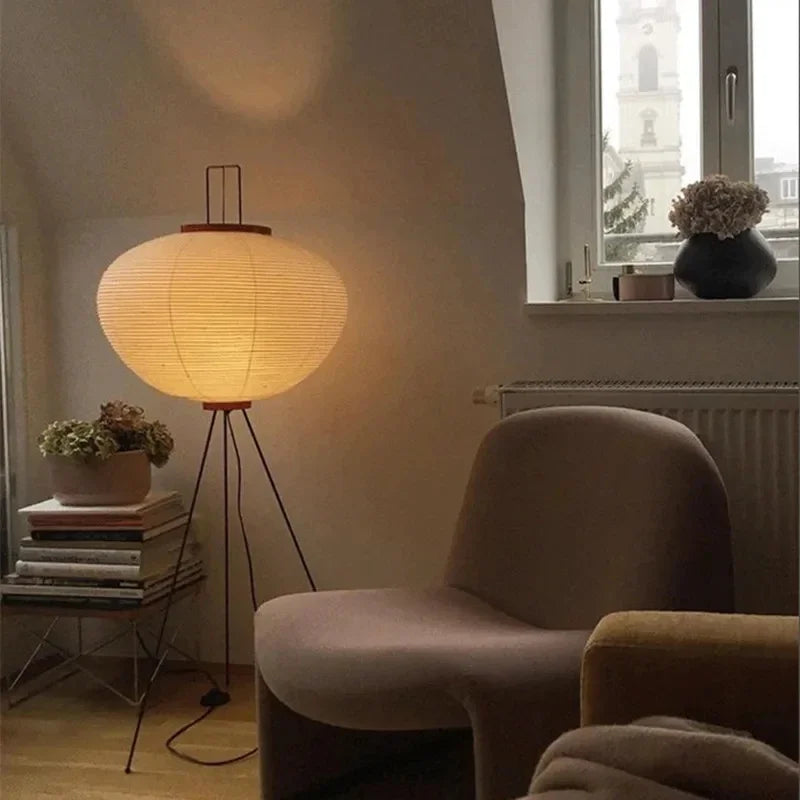 Vintage Nordic Wabi Sabi Rice Paper Floor Lamp