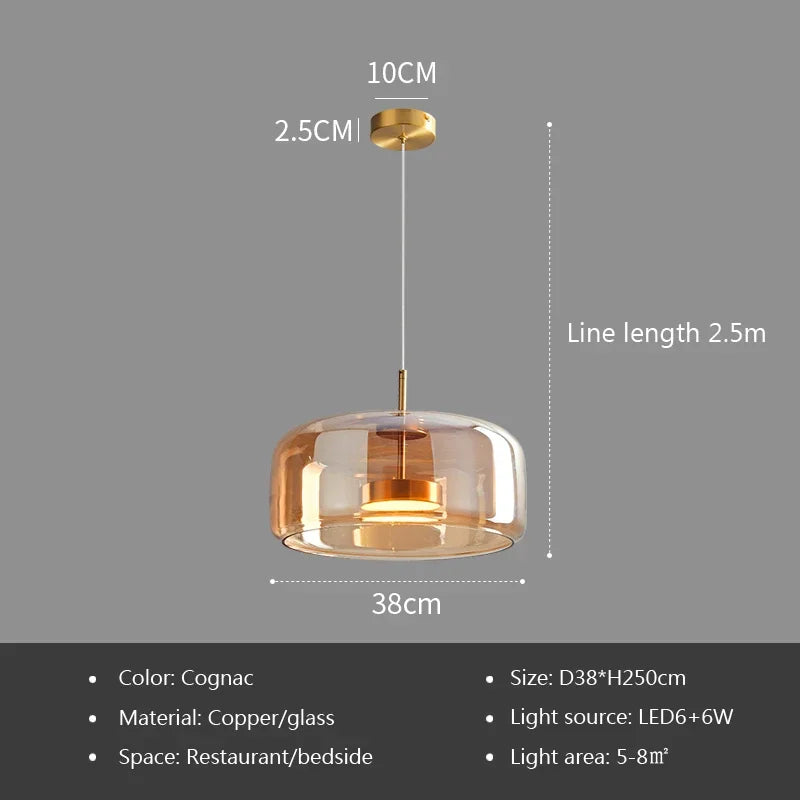 Italian Minimalist Glass Pendant Light for Modern Lighting