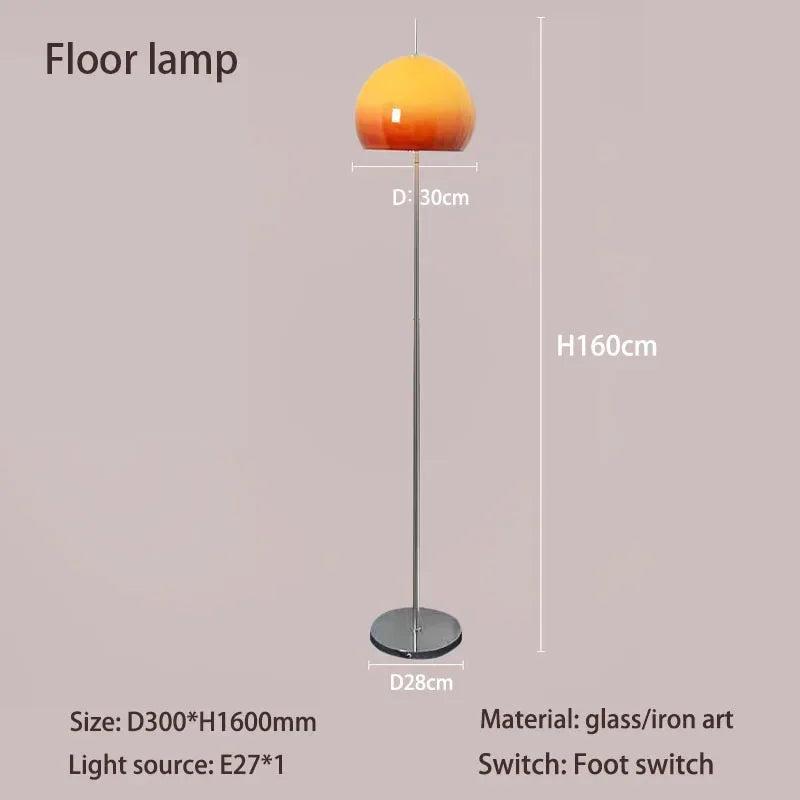 Orange Gradient Glass LED Table Lamp - Bauhaus Mushroom Design for Living Room and Bedroom Ambiance