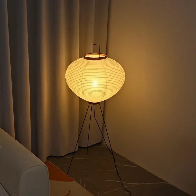 Japanese Rice Paper Floor Lamp with Tripod Stand
