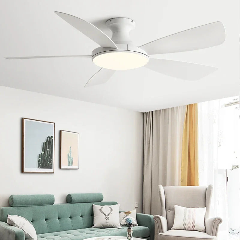 Modern Low Profile Ceiling Fan with LED Light and Remote Control