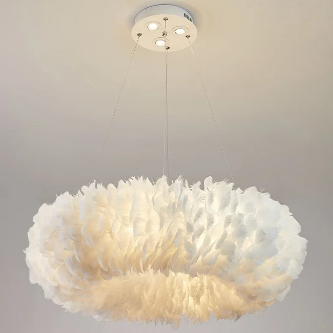 Nordic LED Pendant Light with Feather Suspension
