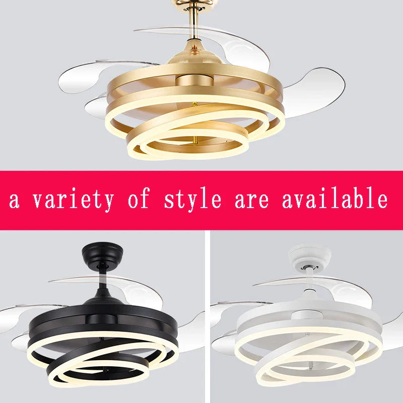Modern Ceiling Fan with LED Lights and Rechargeable Remote