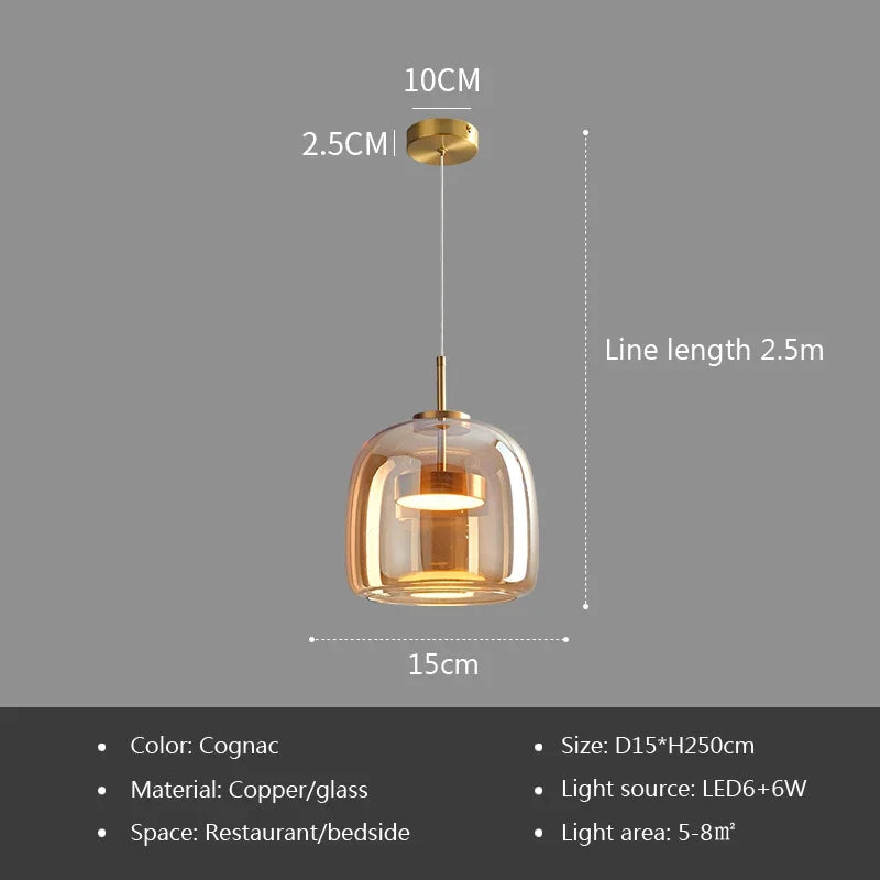 Italian Minimalist Glass Pendant Light for Modern Lighting
