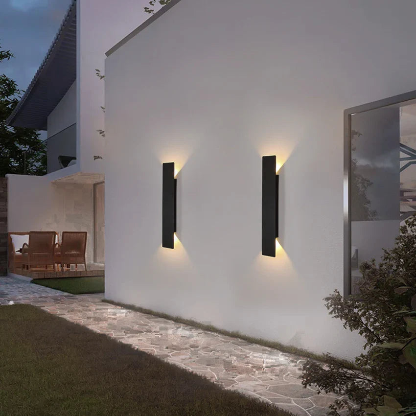 Waterproof Outdoor Wall Sconce - 18W LED Black Aluminum Light Fixture