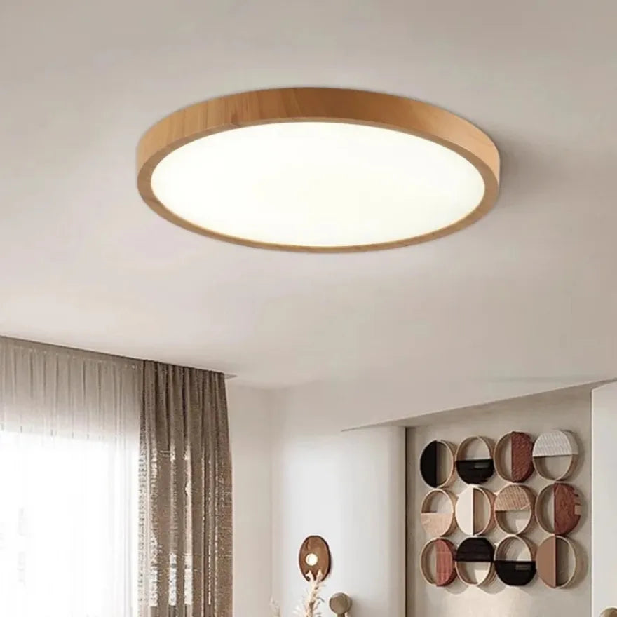 Modern Circular LED Wood Grain Ceiling Light