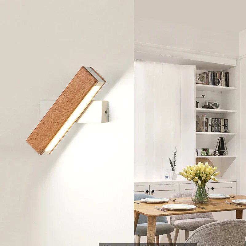 Adjustable Nordic Wooden LED Wall Lamp