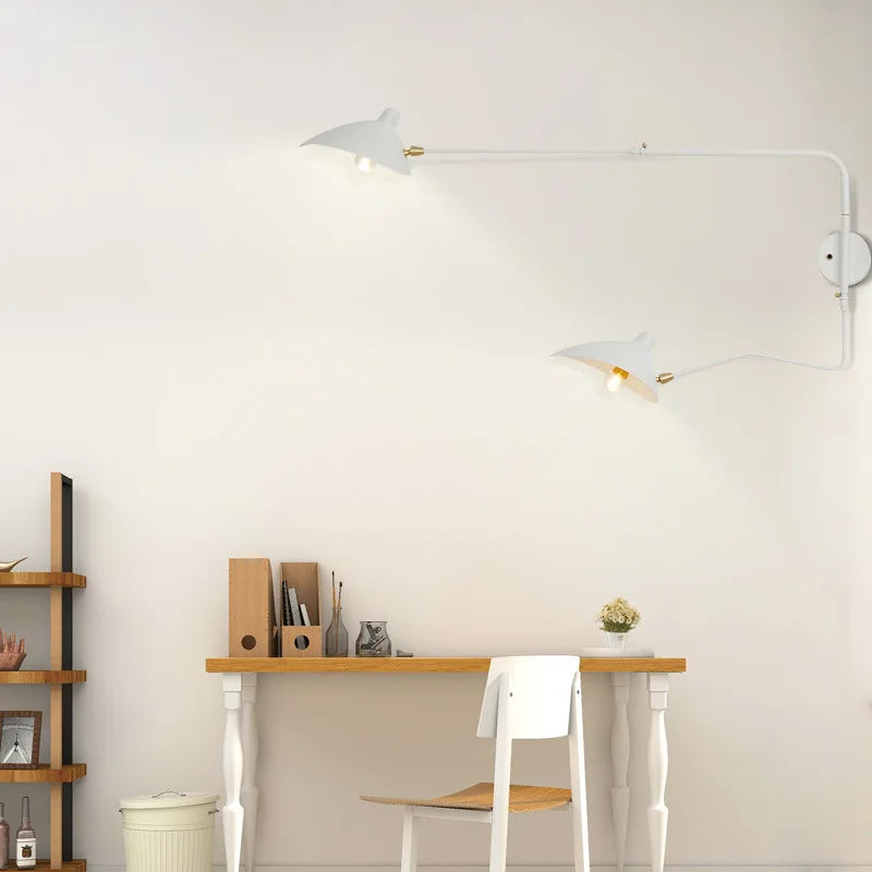 Modern Minimalist Nordic Wall Sconce with Adjustable Arm for Living Room, Study, Bedroom, and Reading