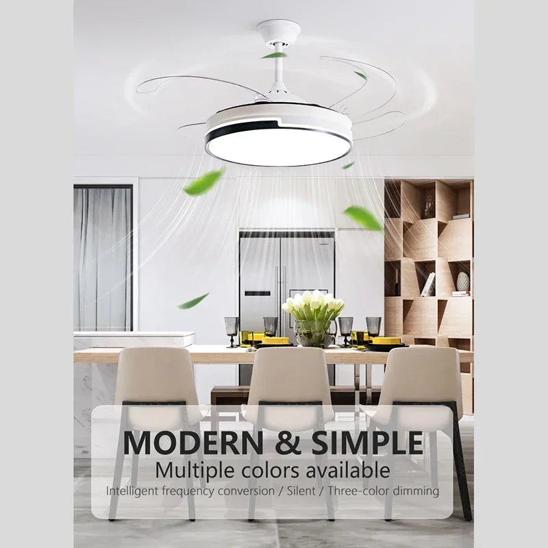 Invisible Ceiling Fan with Light Chandelier for Home
