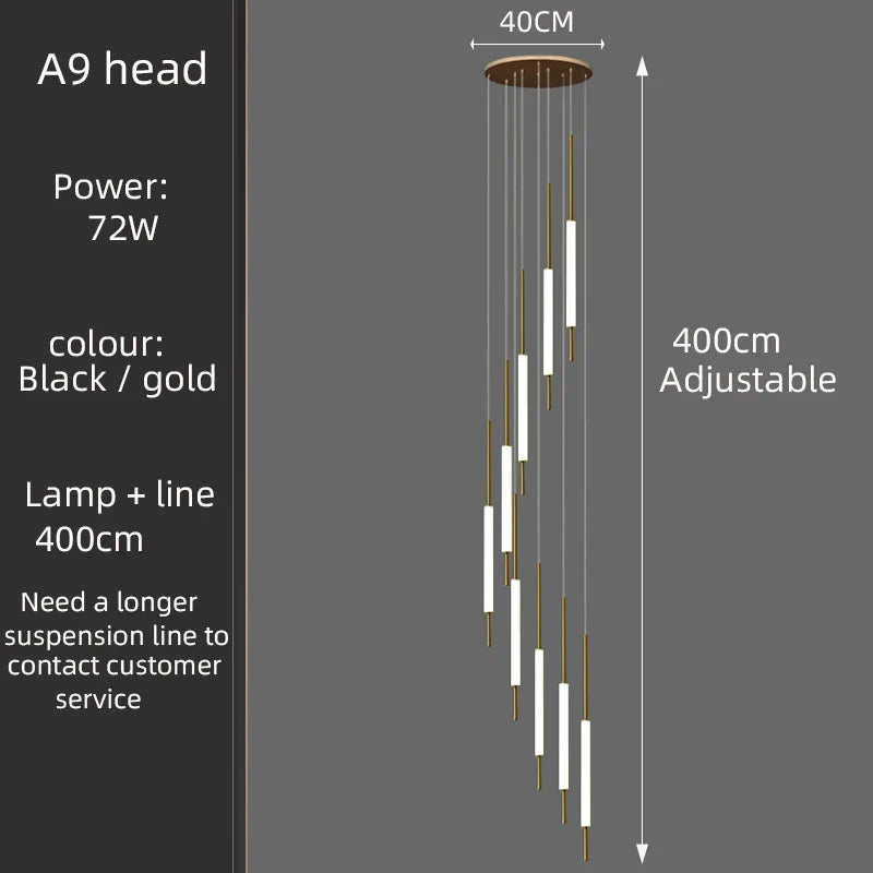 Modern Long LED Pendant Light for Luxury Villa Lighting