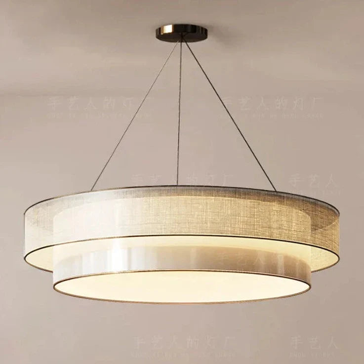 Round Chinese Style Circular Pendant Light for Zen Living Room, Bedroom, Study, and Dining Room