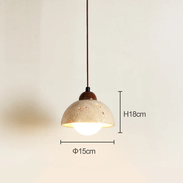 Japanese Style Yellow Travertine Stone Pendant Light