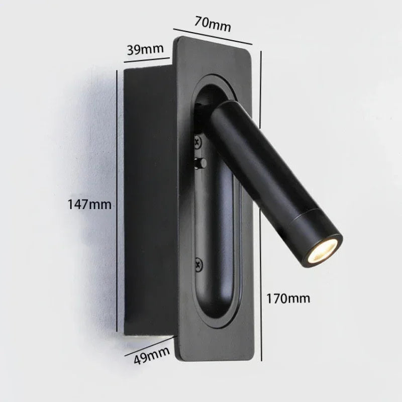 LED Wall Lamp Reading Light with Rotating Design for Bedroom and Living Room