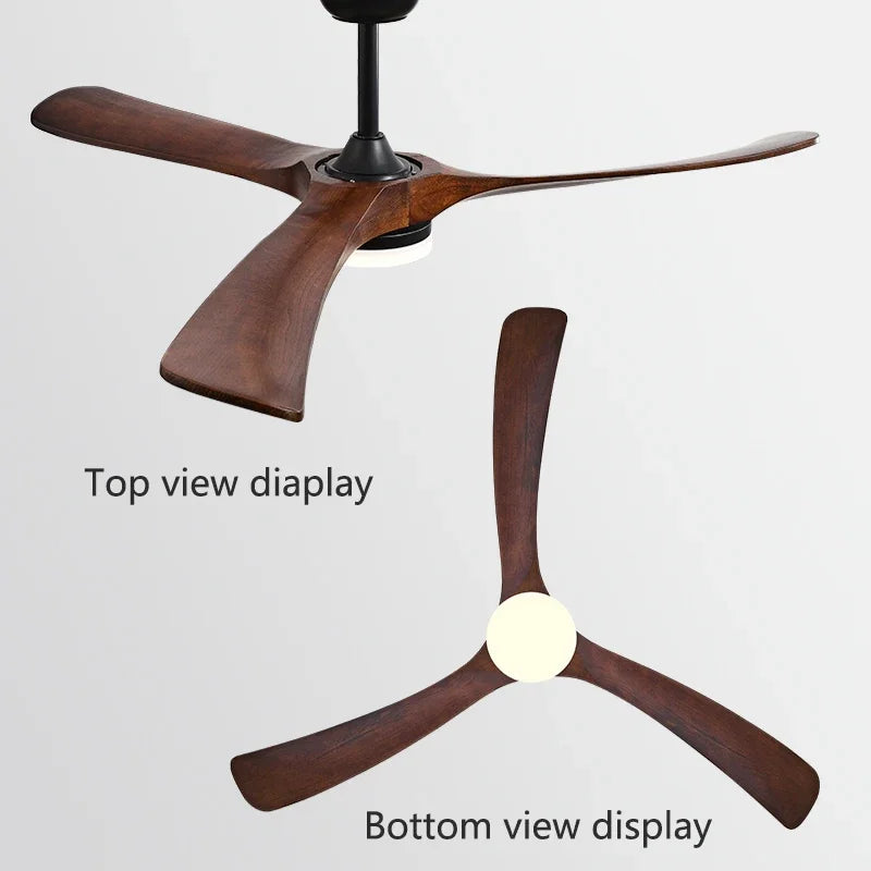 Luxury Natural Wood Ceiling Fan with Reversible LED for Summer & Winter