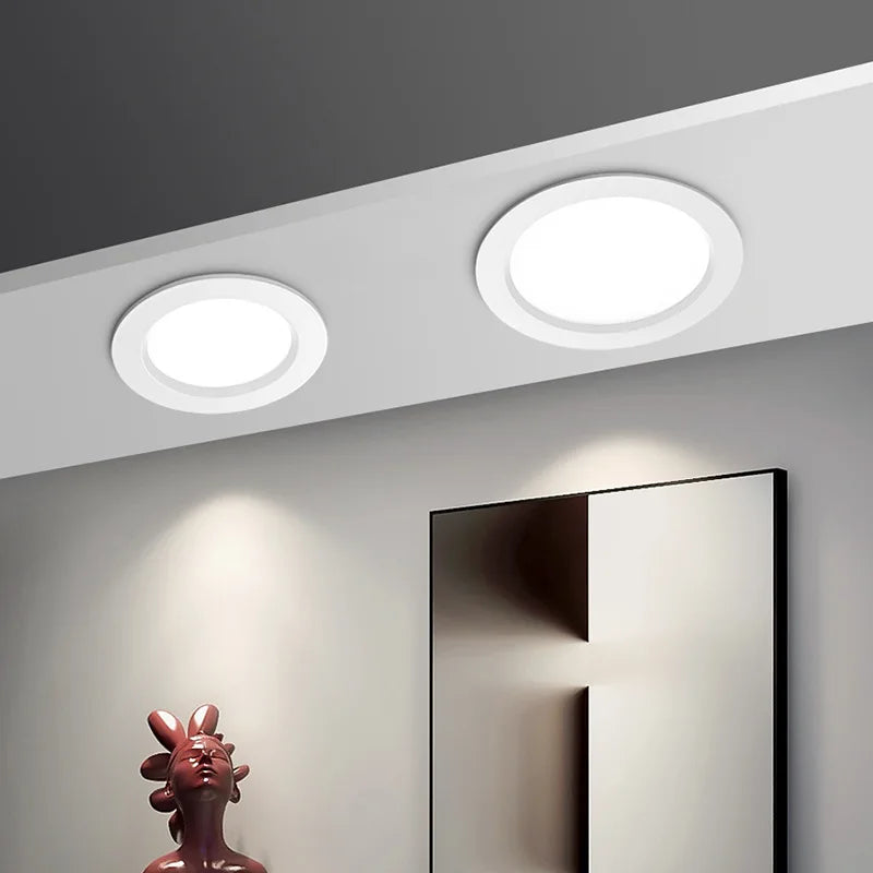 Ultra-Thin LED Recessed Ceiling Lights - Round Panel Spotlights