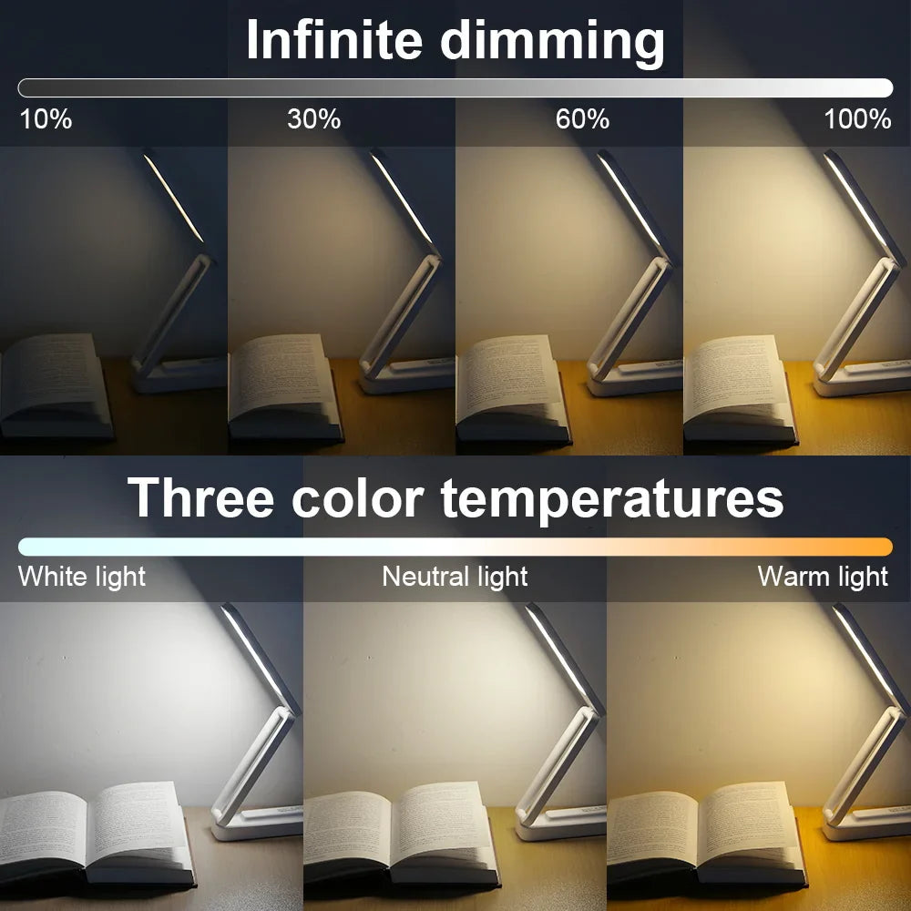 Foldable Touch Desk Lamp with Remote Control and Adjustable Brightness