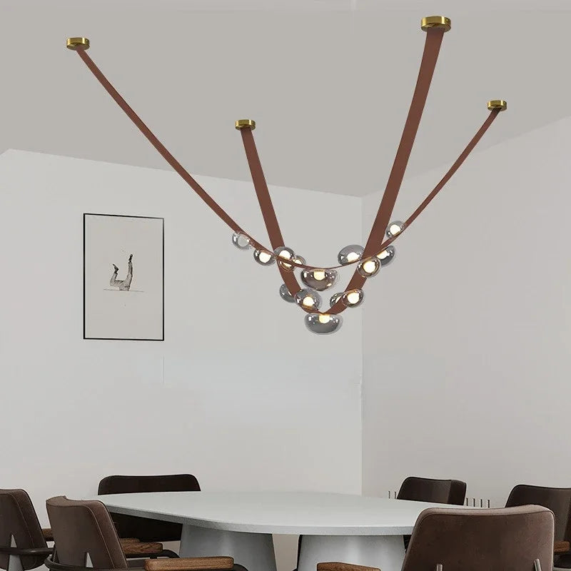 Modern Leather Pendant Light with LED - Sandyha Style