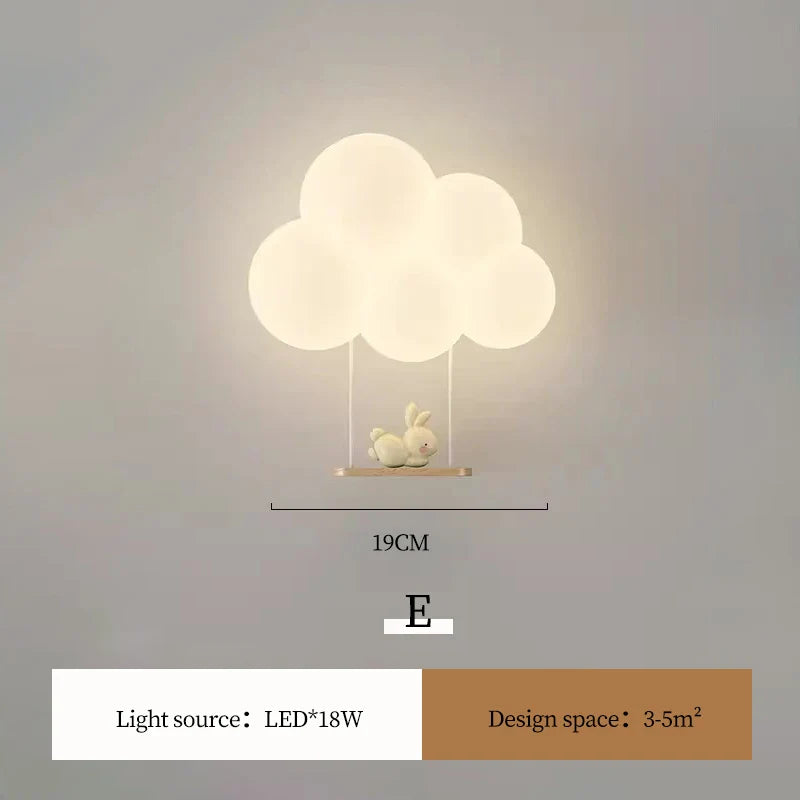 Minimalist LED Wall Appliques - Monkey, Rabbit, Cloud for Kids