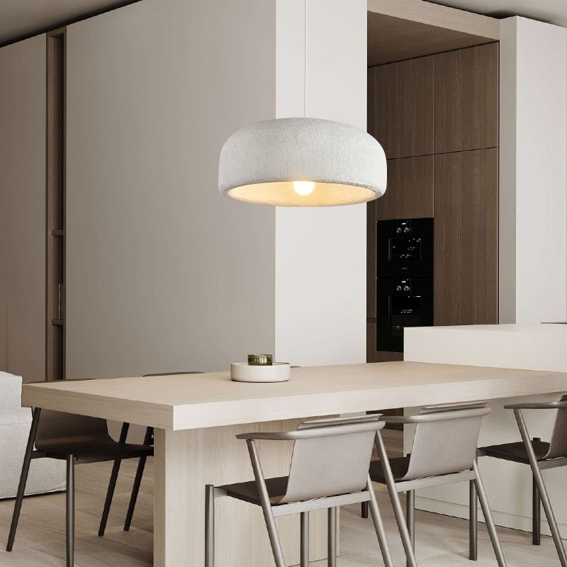 White Round Shade Mango Suspension Lamp Design