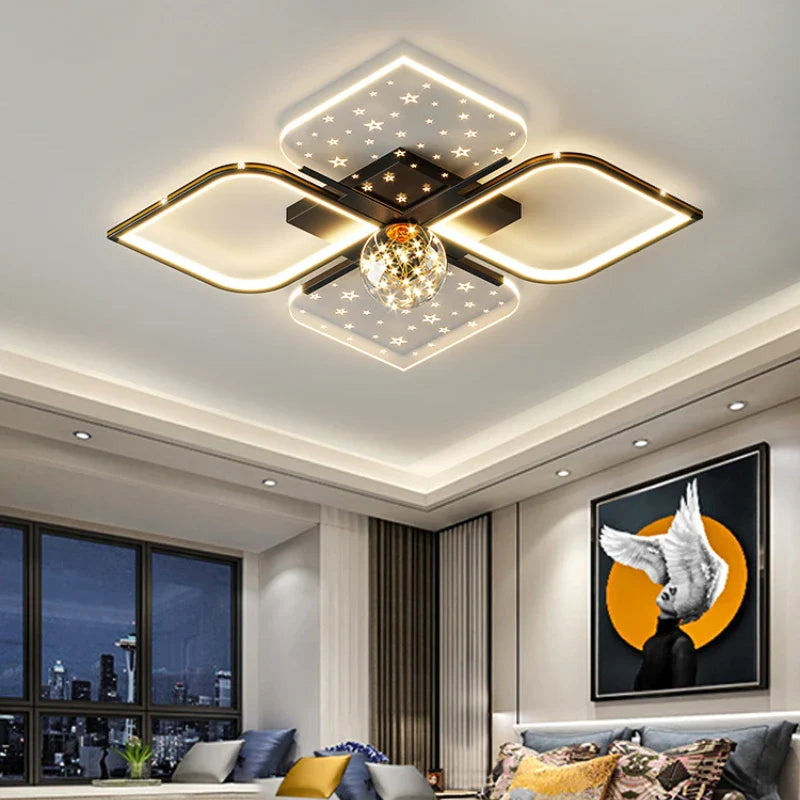 Modern LED Starry Sky Four-Leaf Grass Chandelier