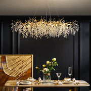 Modern Clear Crystal Chandelier with Adjustable Metal Lighting