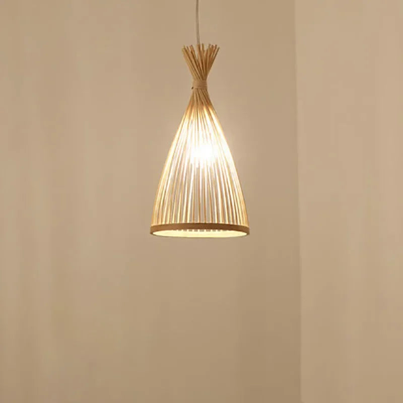 Handmade Vintage Bamboo Suspension Light Fixture for Restaurant Café