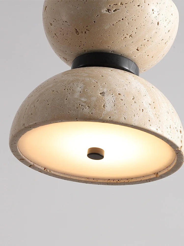 Japanese Wabi-Sabi Travertine Nightstand Lamp