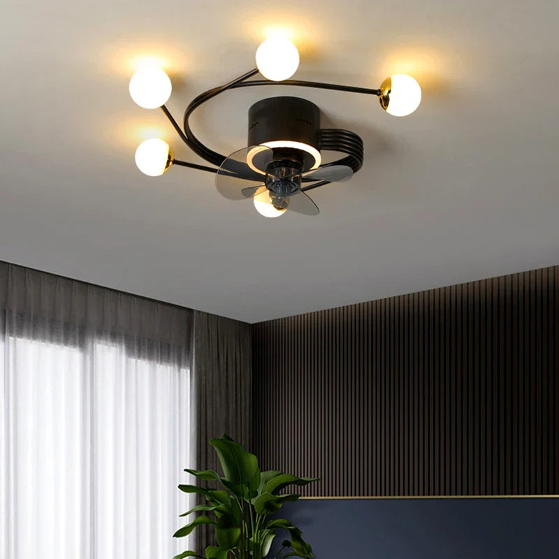 Industrial Ceiling Fan with LED Glass Light