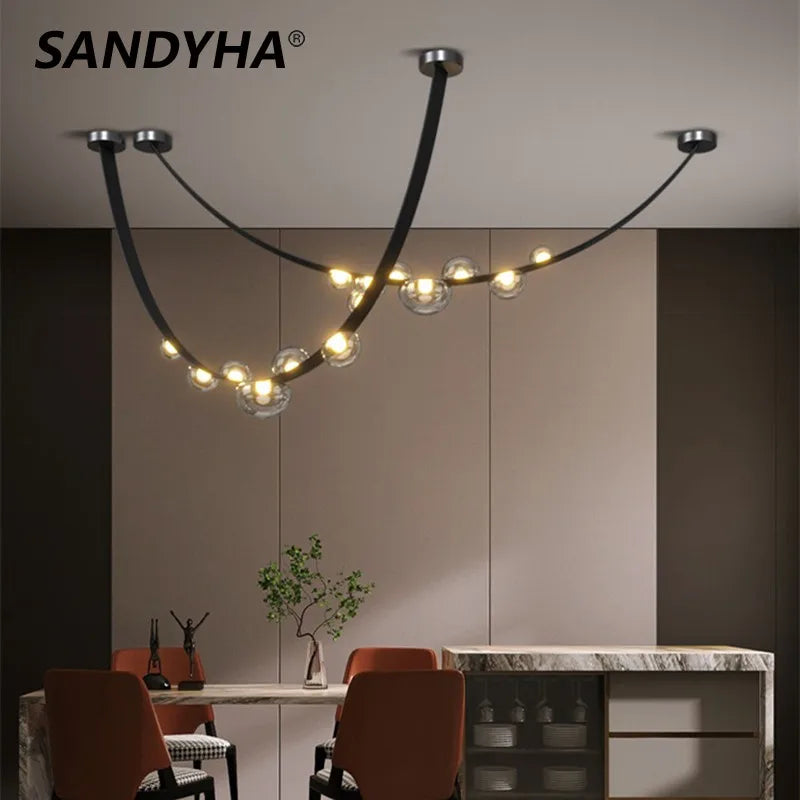 Modern Leather Pendant Light with LED - Sandyha Style