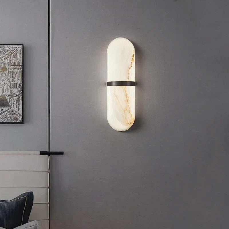 18W LED Wall Sconce - Semi-Cylinder Marble Imitation
