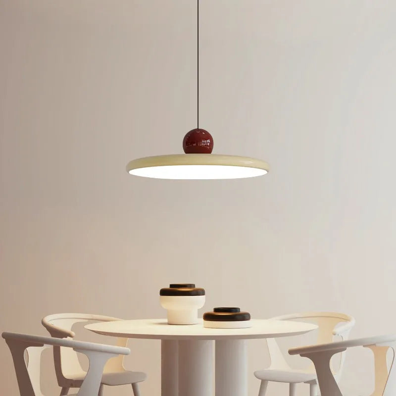 Nordic Cream LED Pendant Light - UFO Style for Living Room, Bedroom, Restaurant & Hotel Indoor Lighting