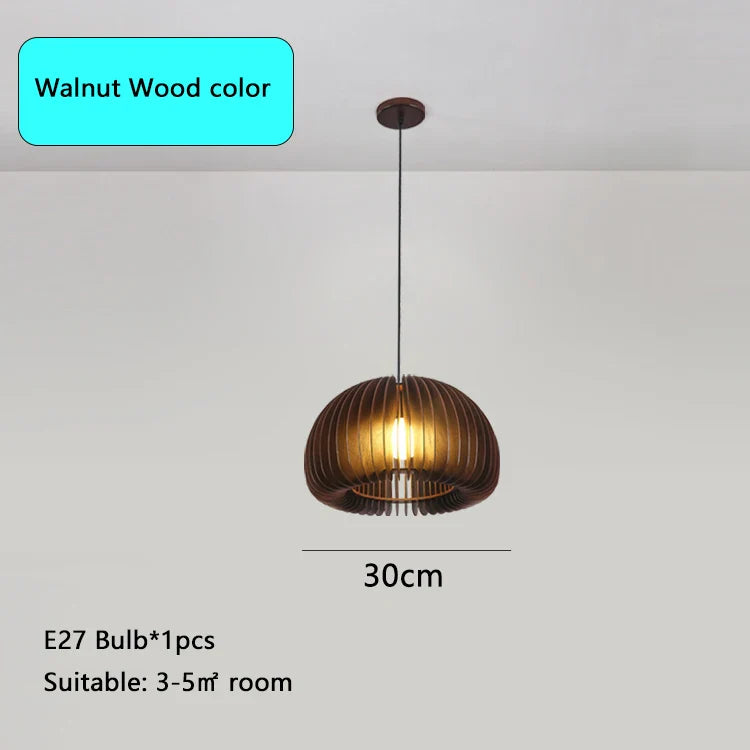Nordic Natural Wood Pumpkin Pendant Light