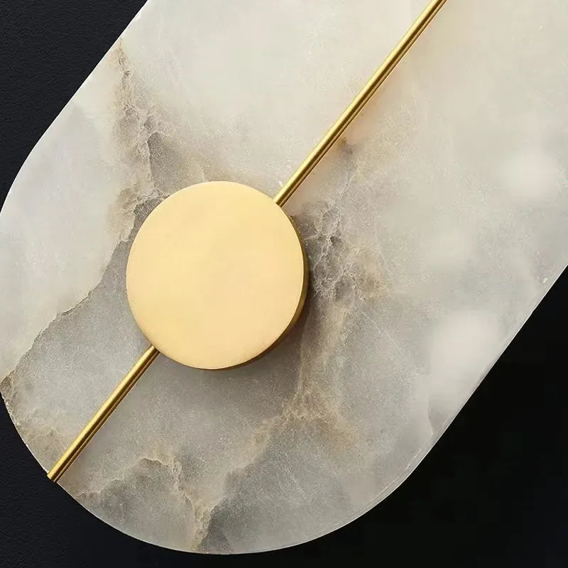 Round LED Wall Sconce in Marble and Gold Copper