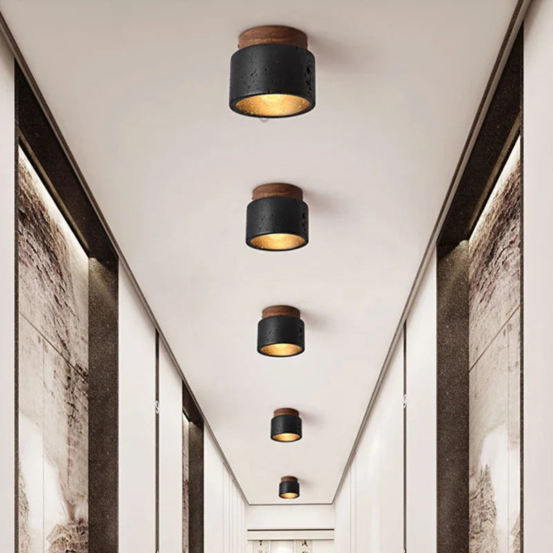 Italian Black Travertine Spot Ceiling Light