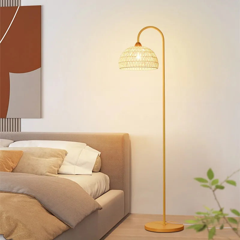 Vintage Rattan Floor Lamp for Cozy Interior Lighting