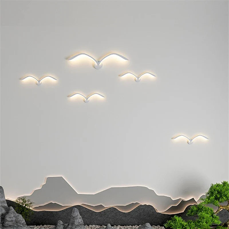 Modern LED Wall Sconce in Acrylic Seagull Design