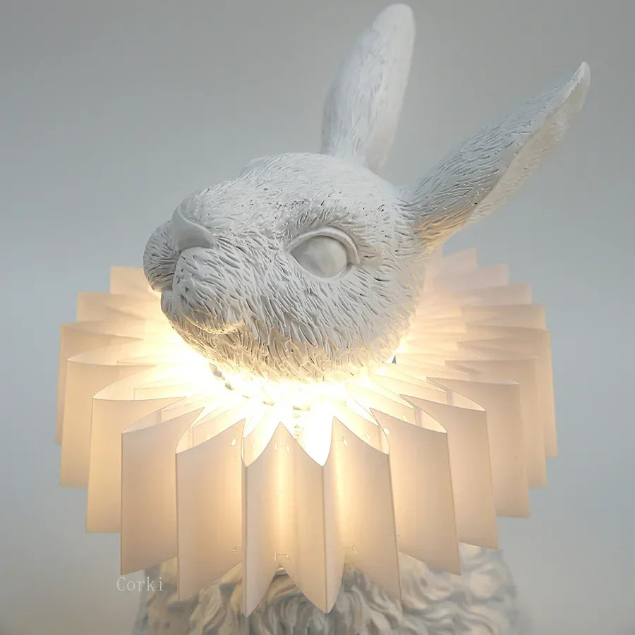 Modern Nordic Decorative Resin Rabbit Bedside Lamp