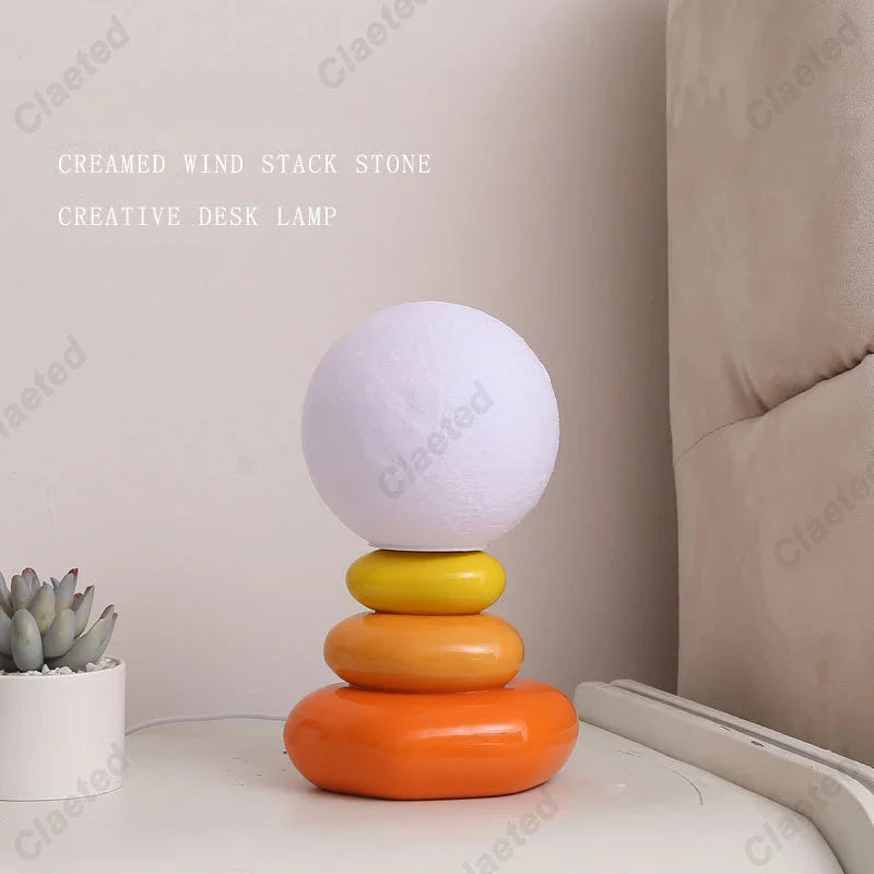 Creative Nordic Stack Stone Table Lamp for Cozy Ambiance